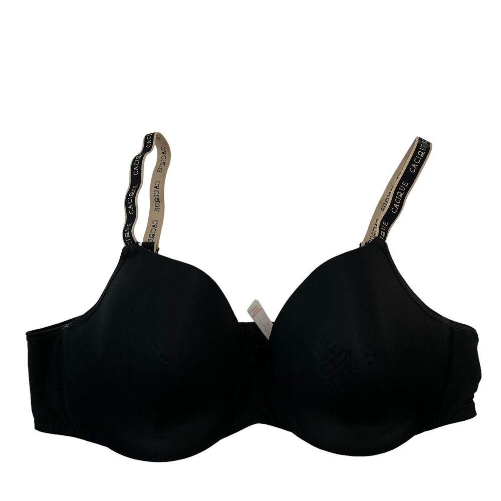 Cacique Size 42D Bra Lightly Lined Balconette Black Underwire Full Cover Women’s